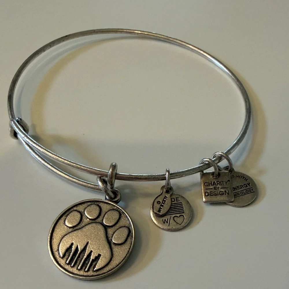 Alex and Ani Silver Paw Print Charm Bracelet